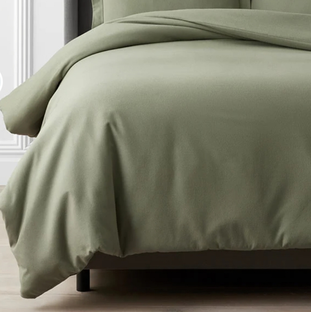 NWT Company Store Ultra-Cozy Cotton Velvet Flannel Duvet Cover Willow Green